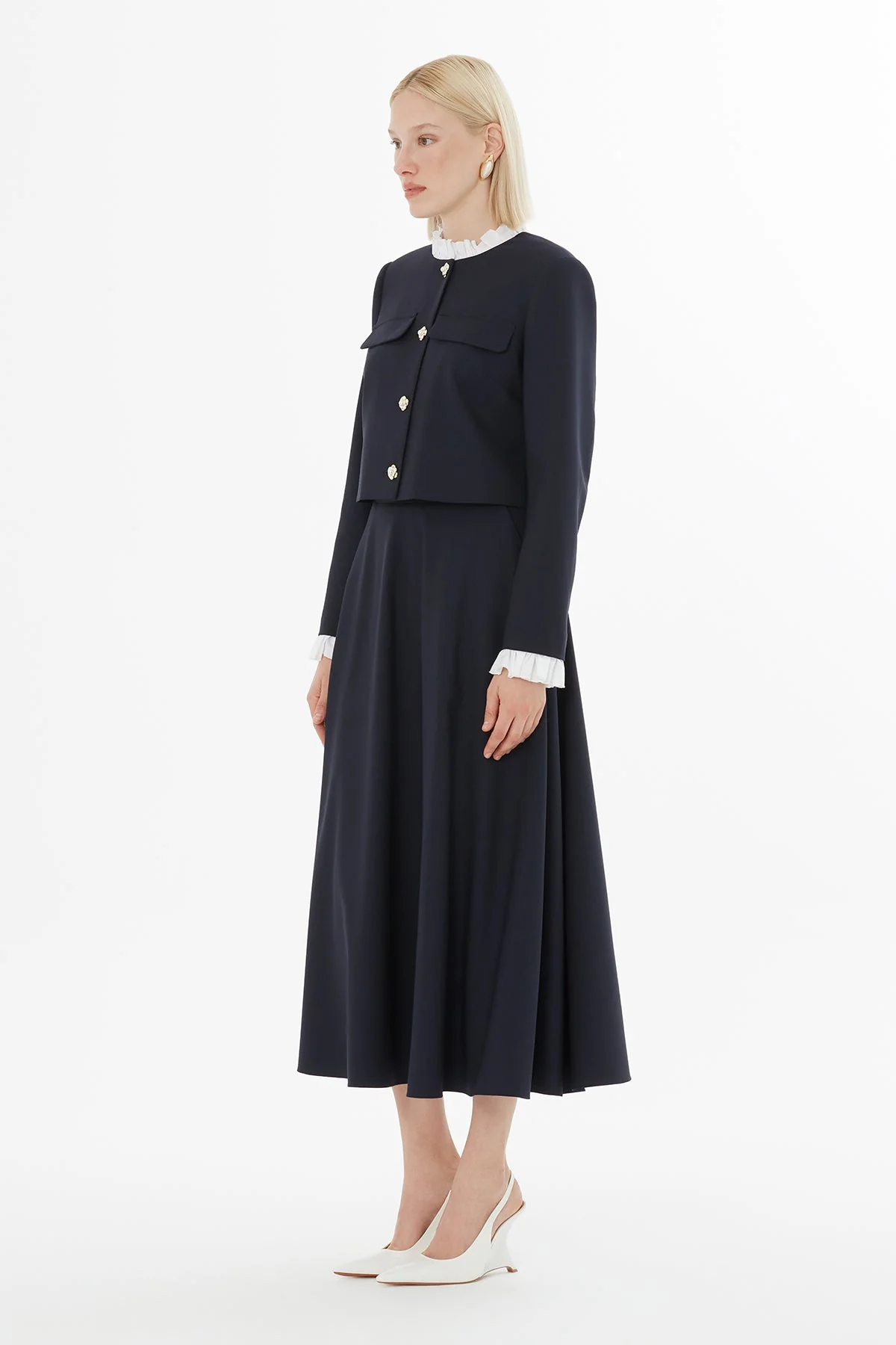 Black Short Jacket and Skirt Suit