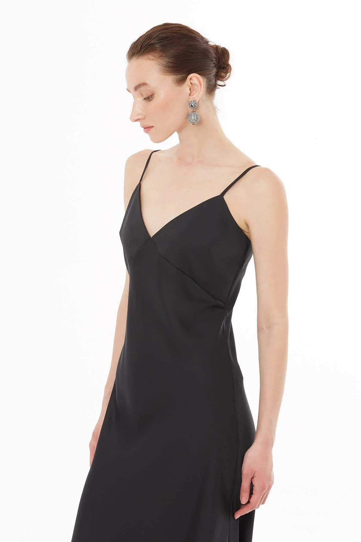 Black Sleeveless V-Neck Midi Dress - Image 2