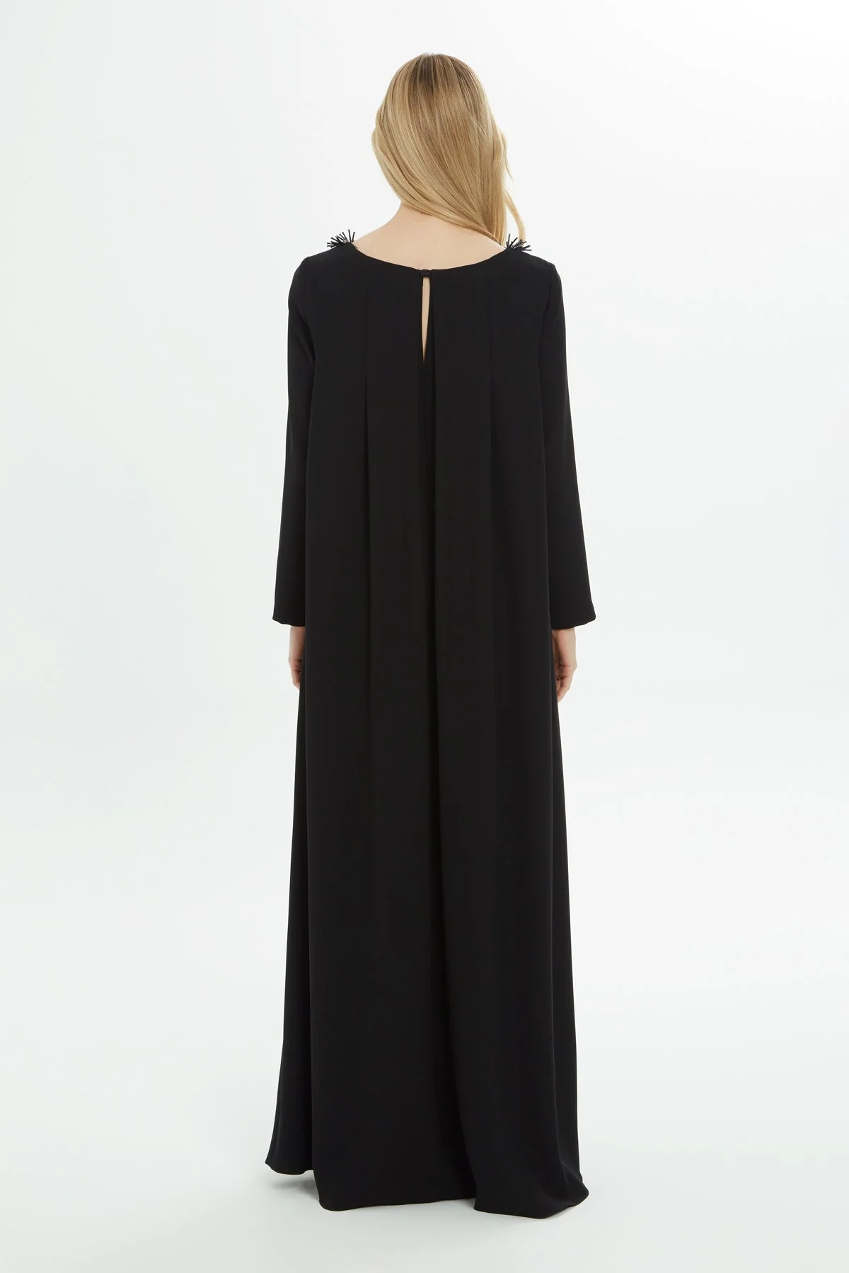 Black Square-Neck Embroidered Maxi Dress - Image 4