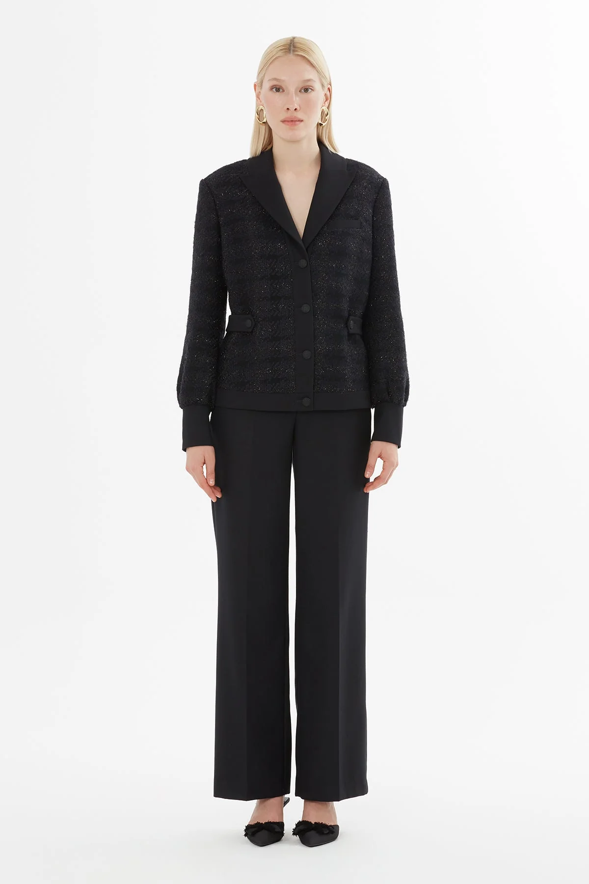 Black Suit with Button Details