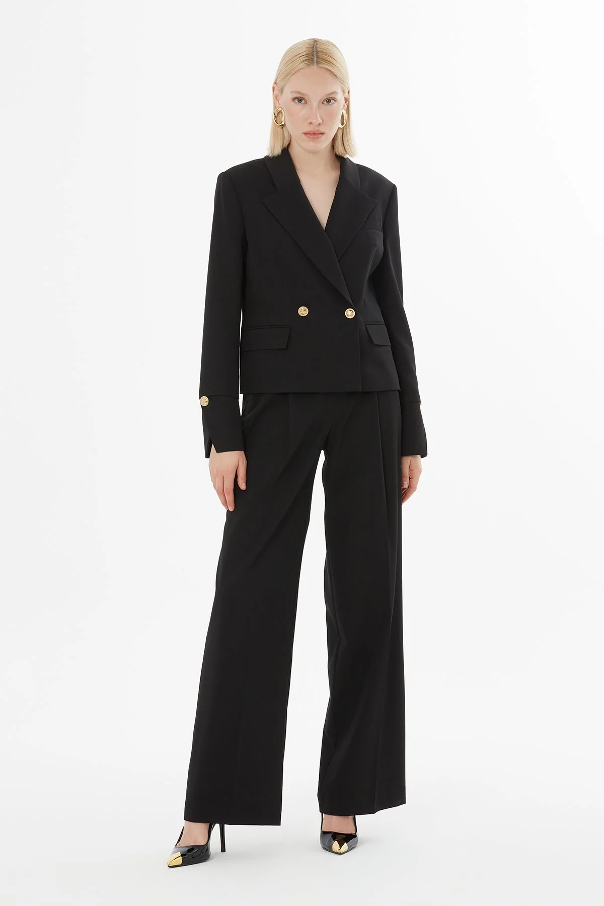 Black Suit with Double-Breasted Jacket