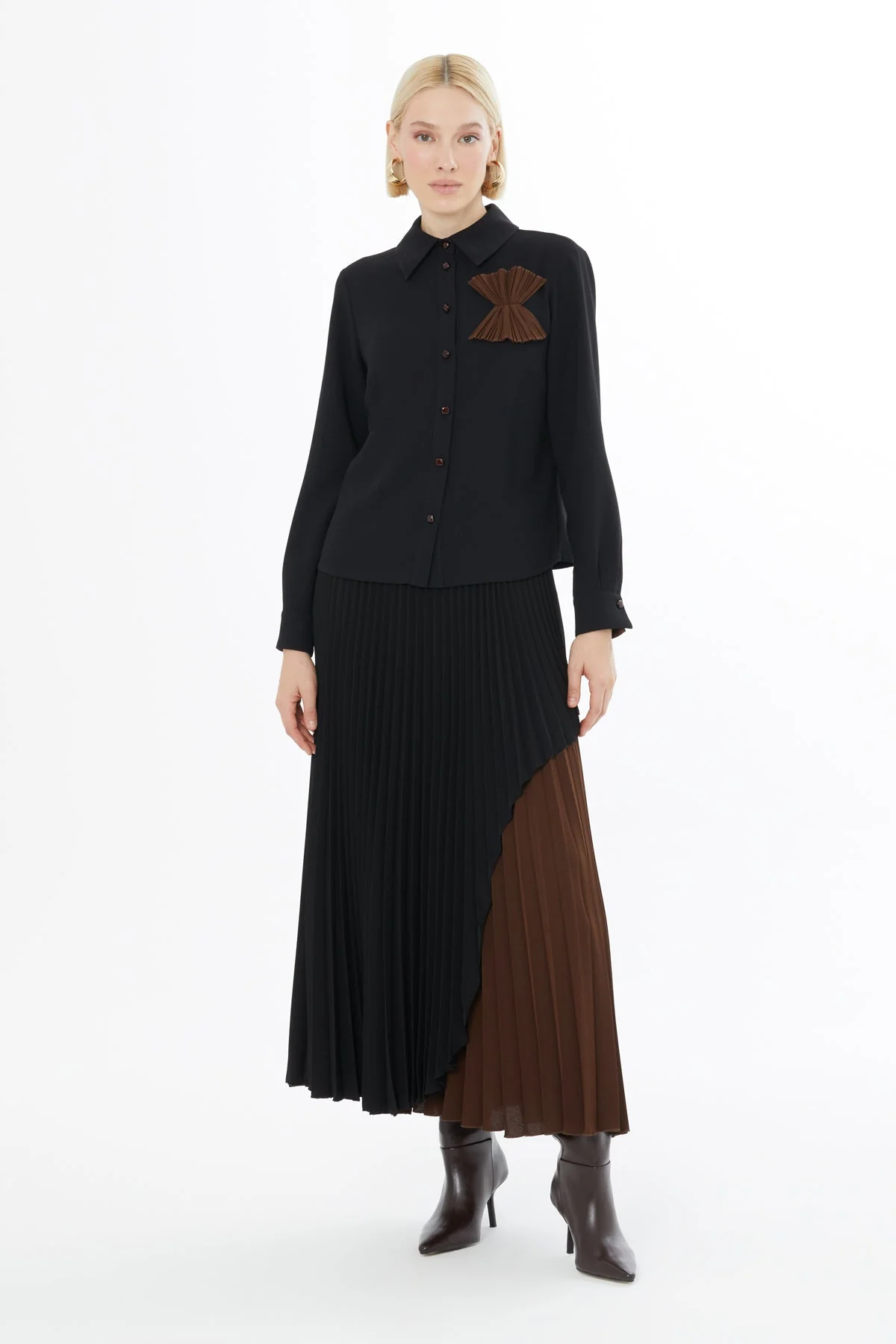 Black Suit with Pleated Skirt