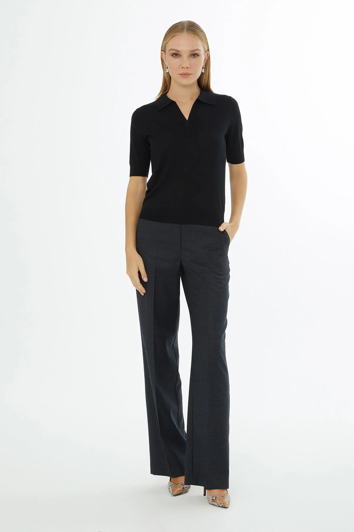 Black Sweater with Trumpet Sleeves