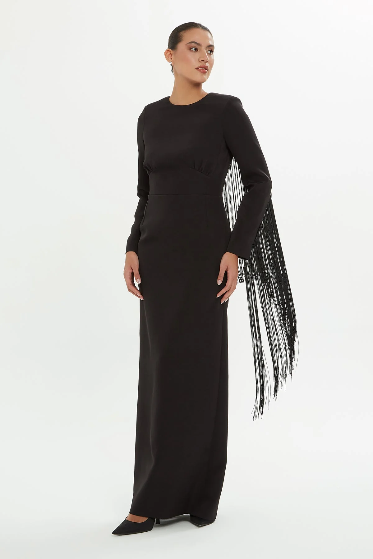 Black Tassel-Detail Maxi Dress - Image 3