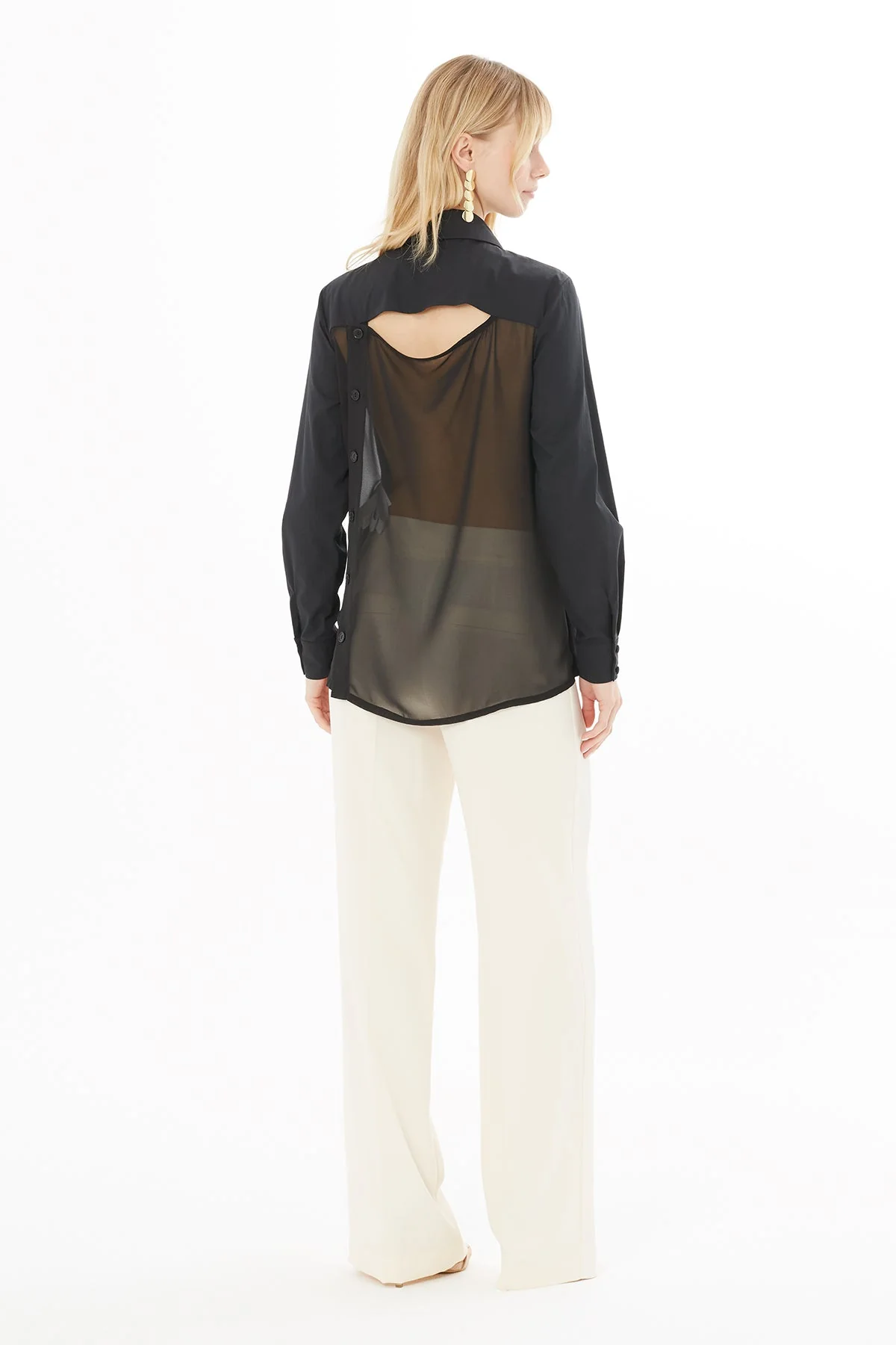 Black Tulle-Detail Shirt - Image 4