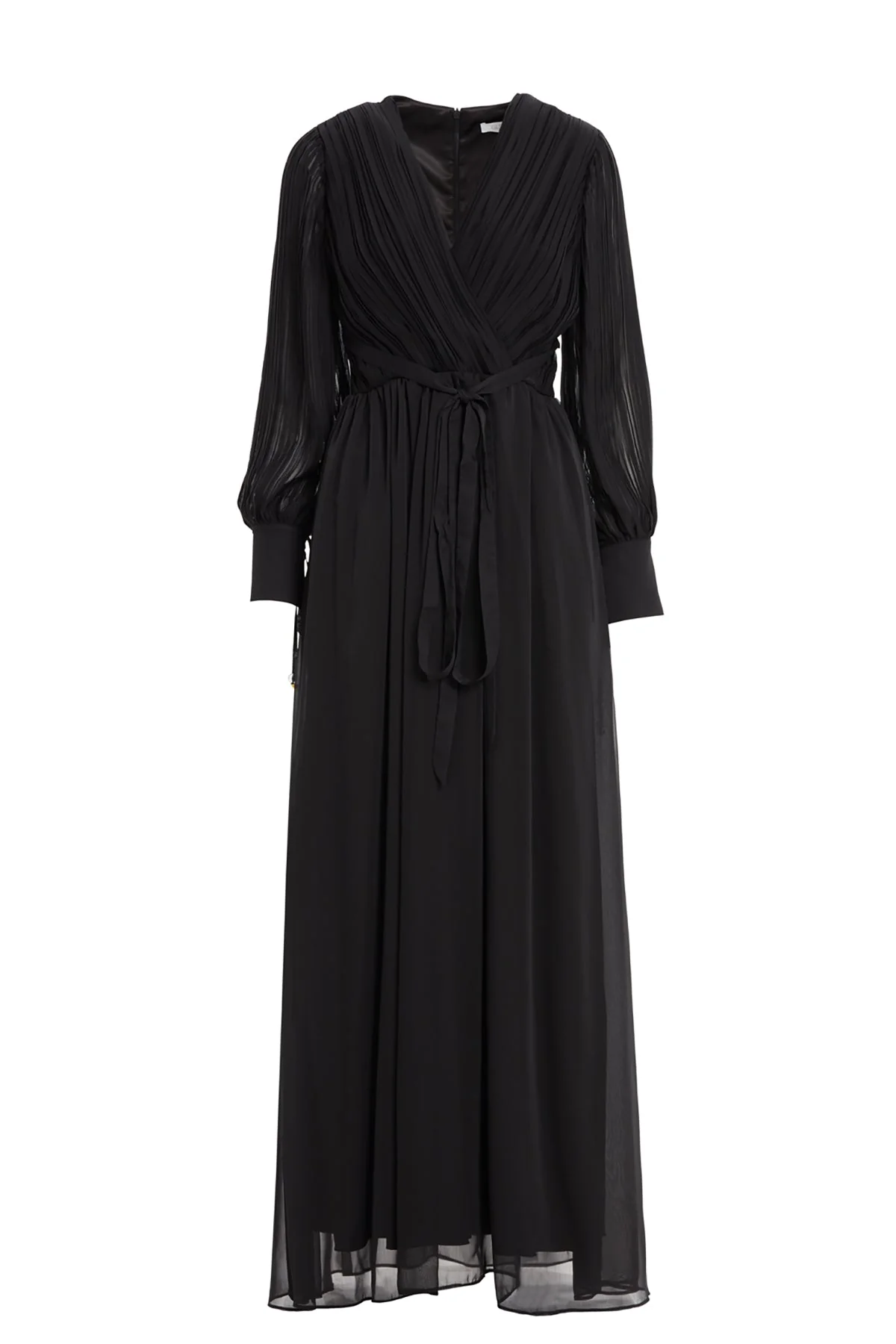 Black V-Neck Chiffon Maxi Dress