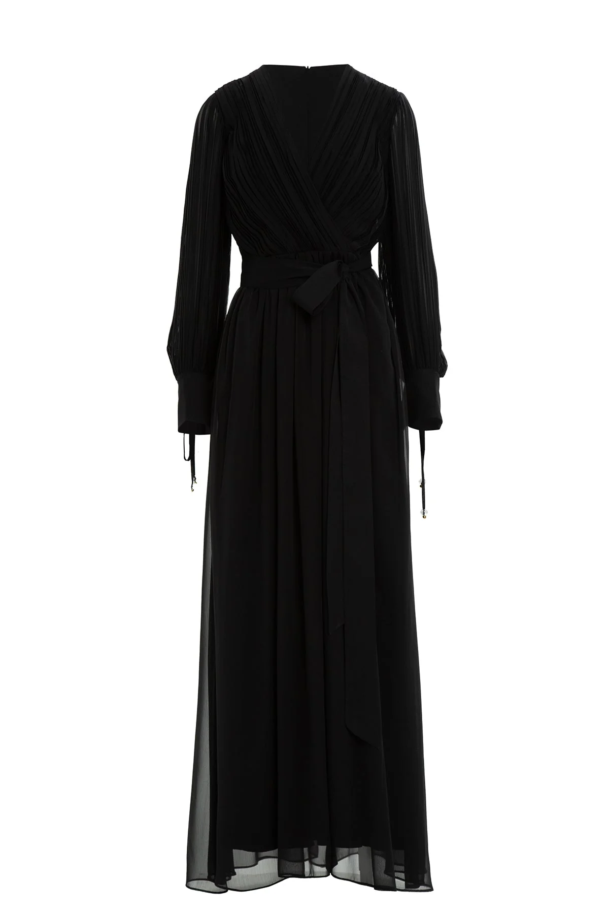Black V-Neck Chiffon Maxi Dress - Image 4
