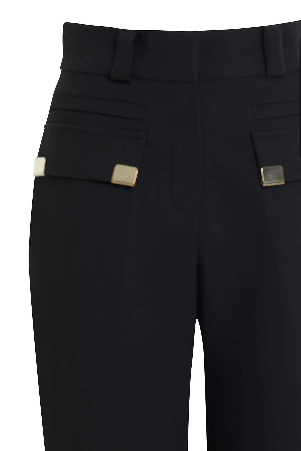 Black Wide-Leg Pocket Detail Pants - Image 4