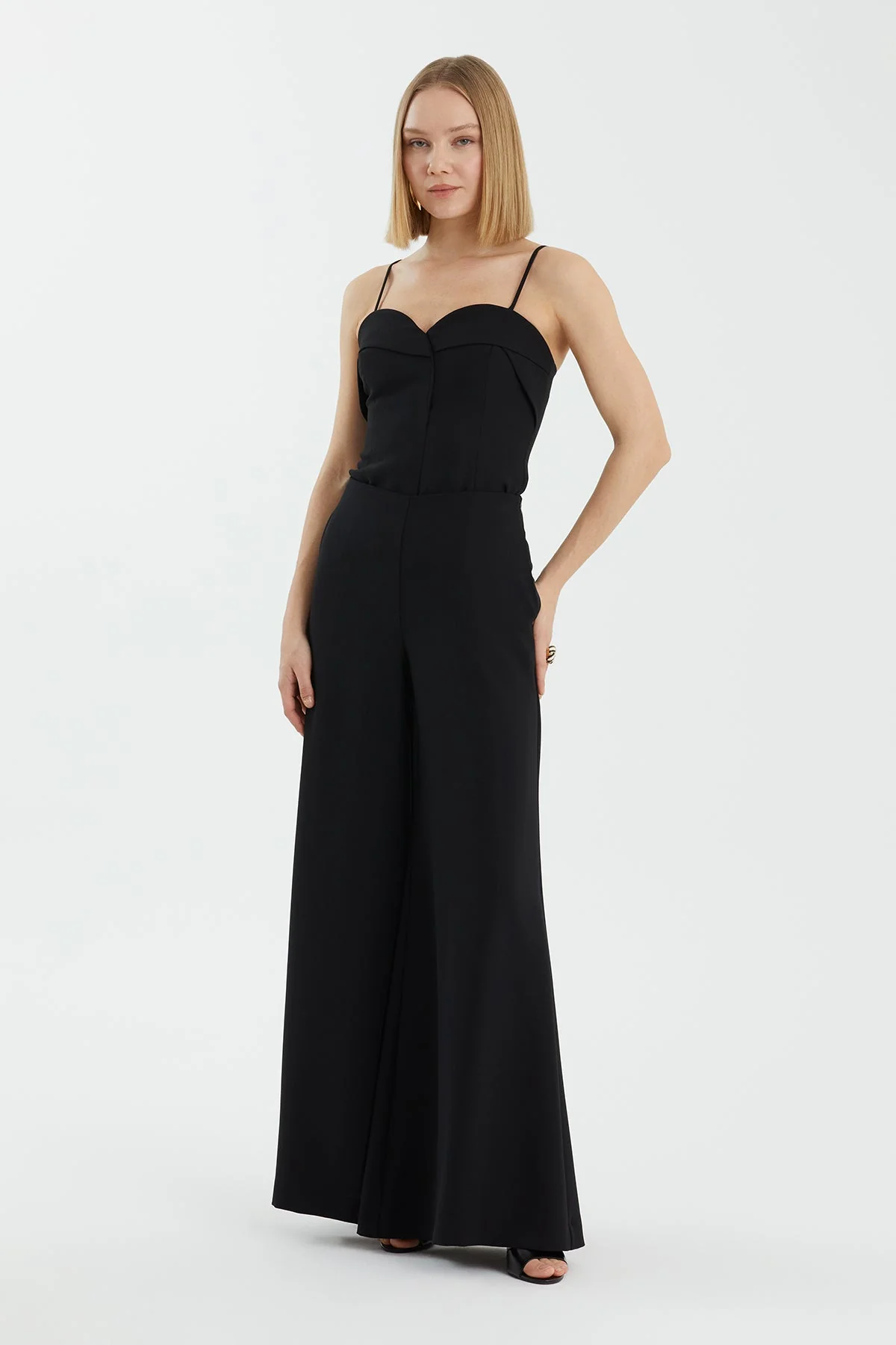 Black Wide-Leg Zip-Front Trousers - Image 3