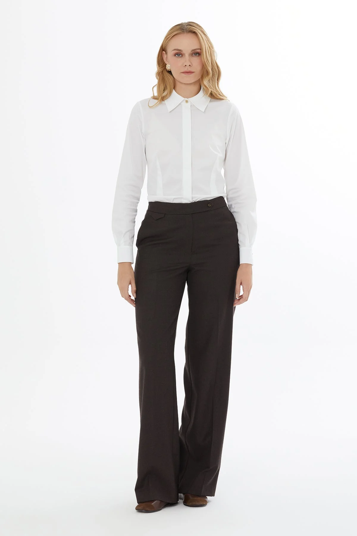 Black Wide Trousers with Buttons