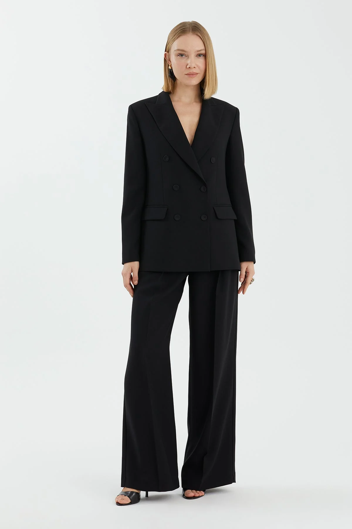 Black Wrap-Closure Long-Sleeve Jacket - Image 2