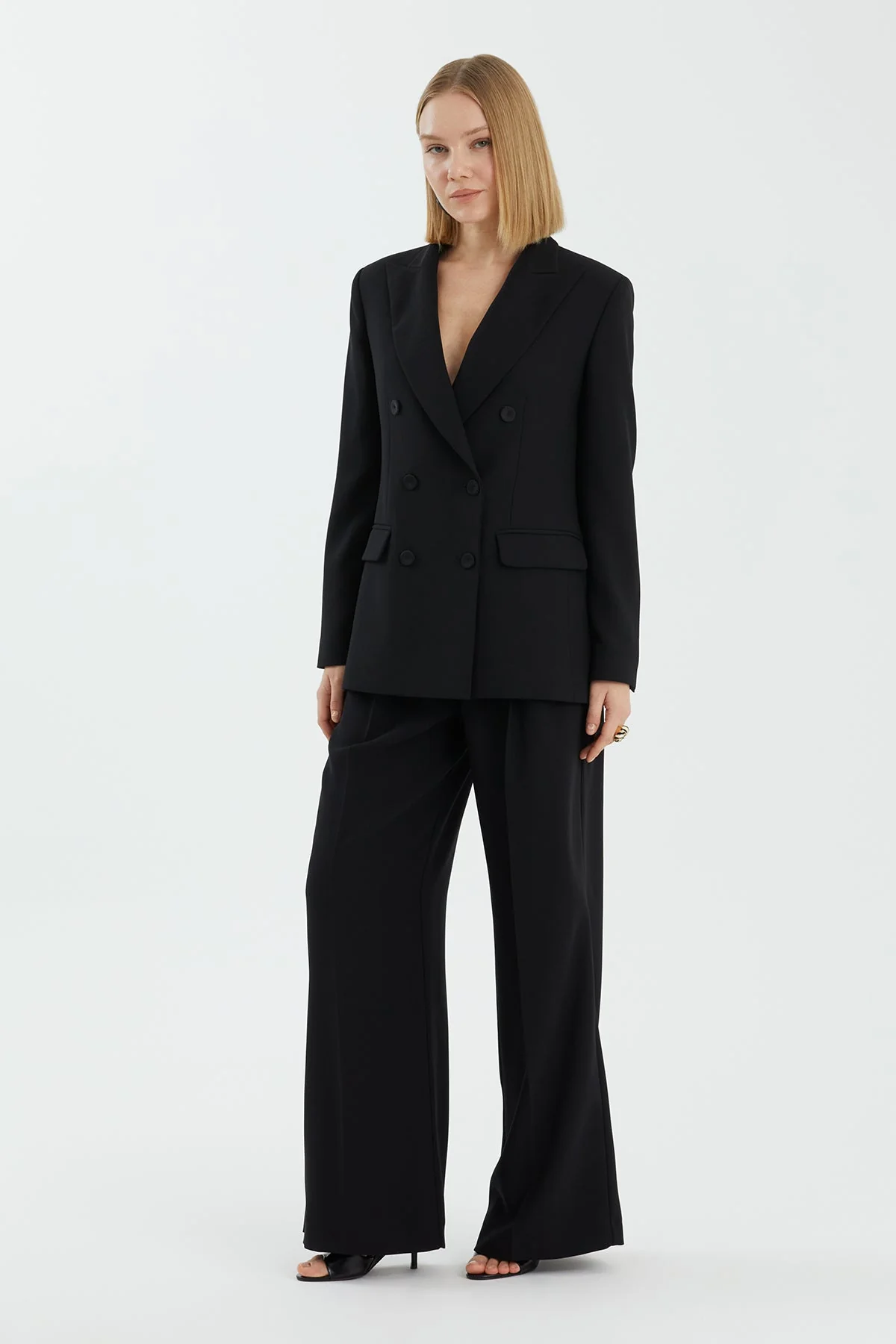 Black Wrap-Closure Long-Sleeve Jacket - Image 3