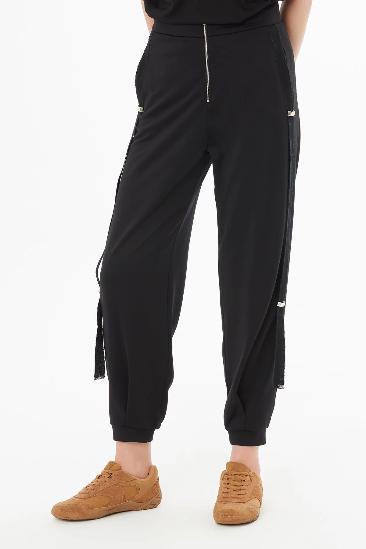 Black Zip-Detail Sweatpants - Image 2