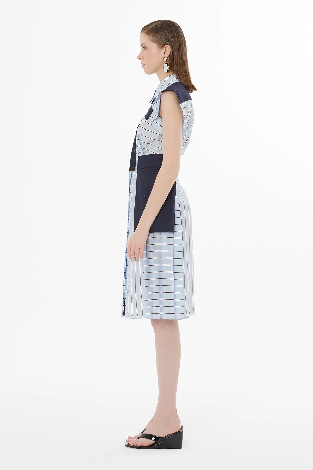 Blue Buckle Detail Unlined Dress - Image 4