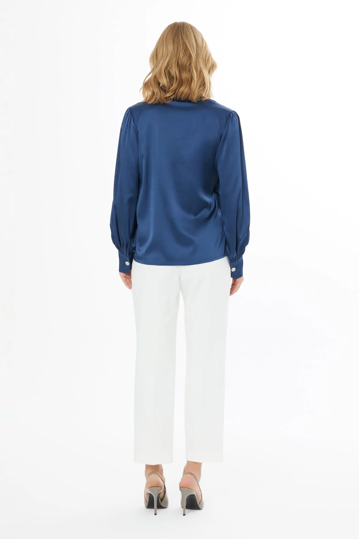Blue Button-Front Blouse - Image 4