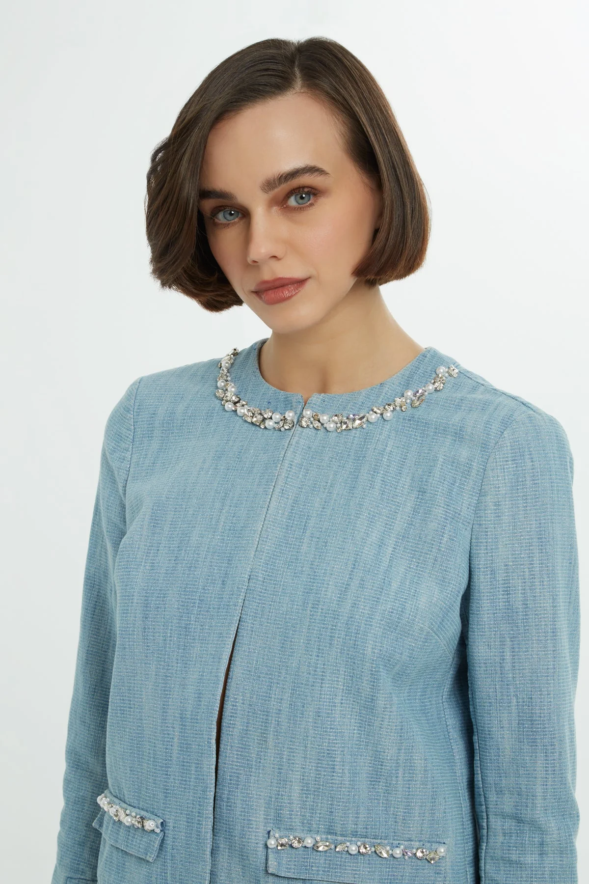 Blue Embroidered Denim Jacket - Image 2