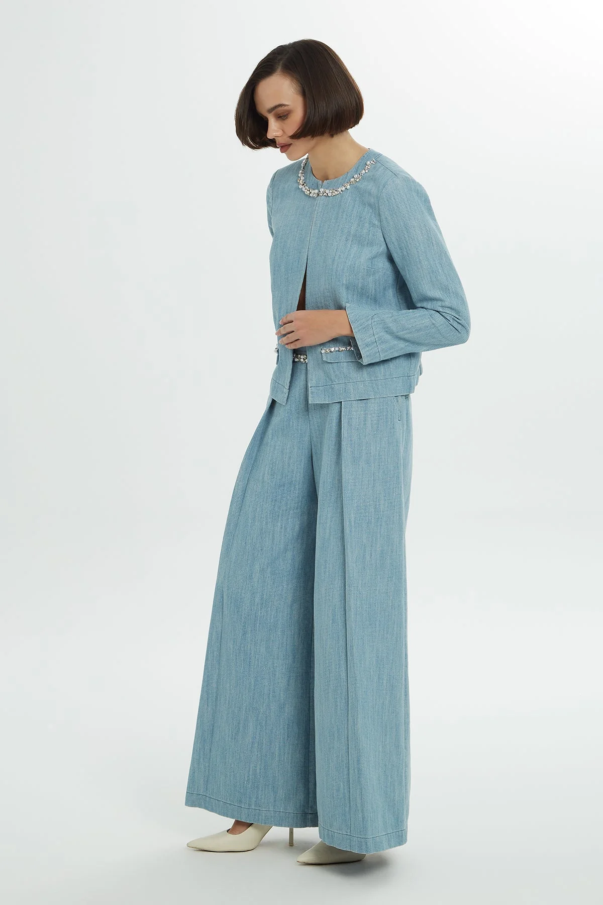 Blue Embroidered Denim Jacket - Image 4