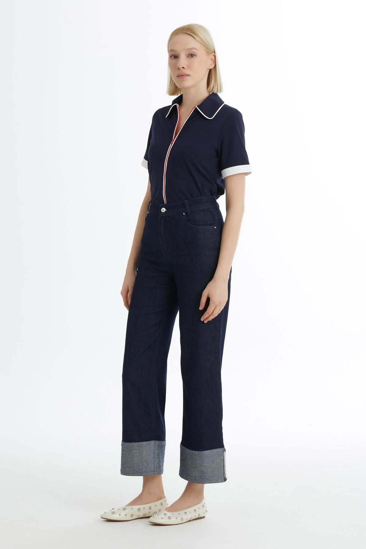 Blue Embroidered Detail Jeans - Image 5