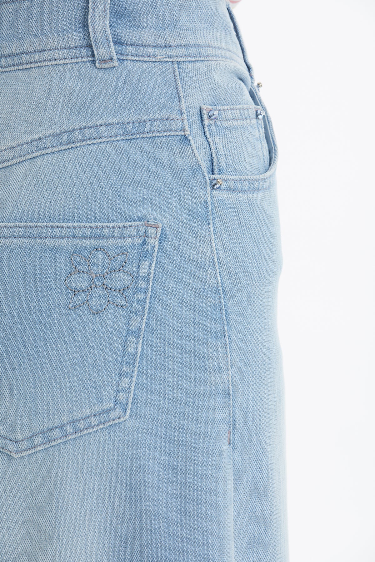 Blue Embroidered Wide-Leg Denim - Image 3