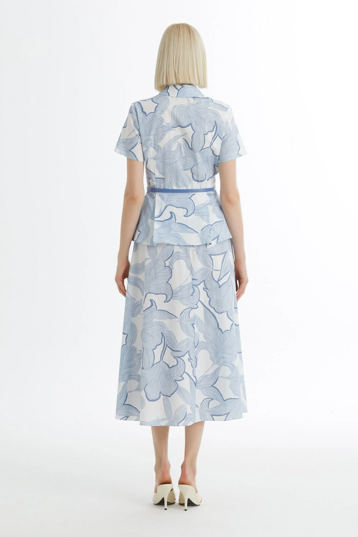 Blue Patterned Shirt and Skirt Set - Image 5