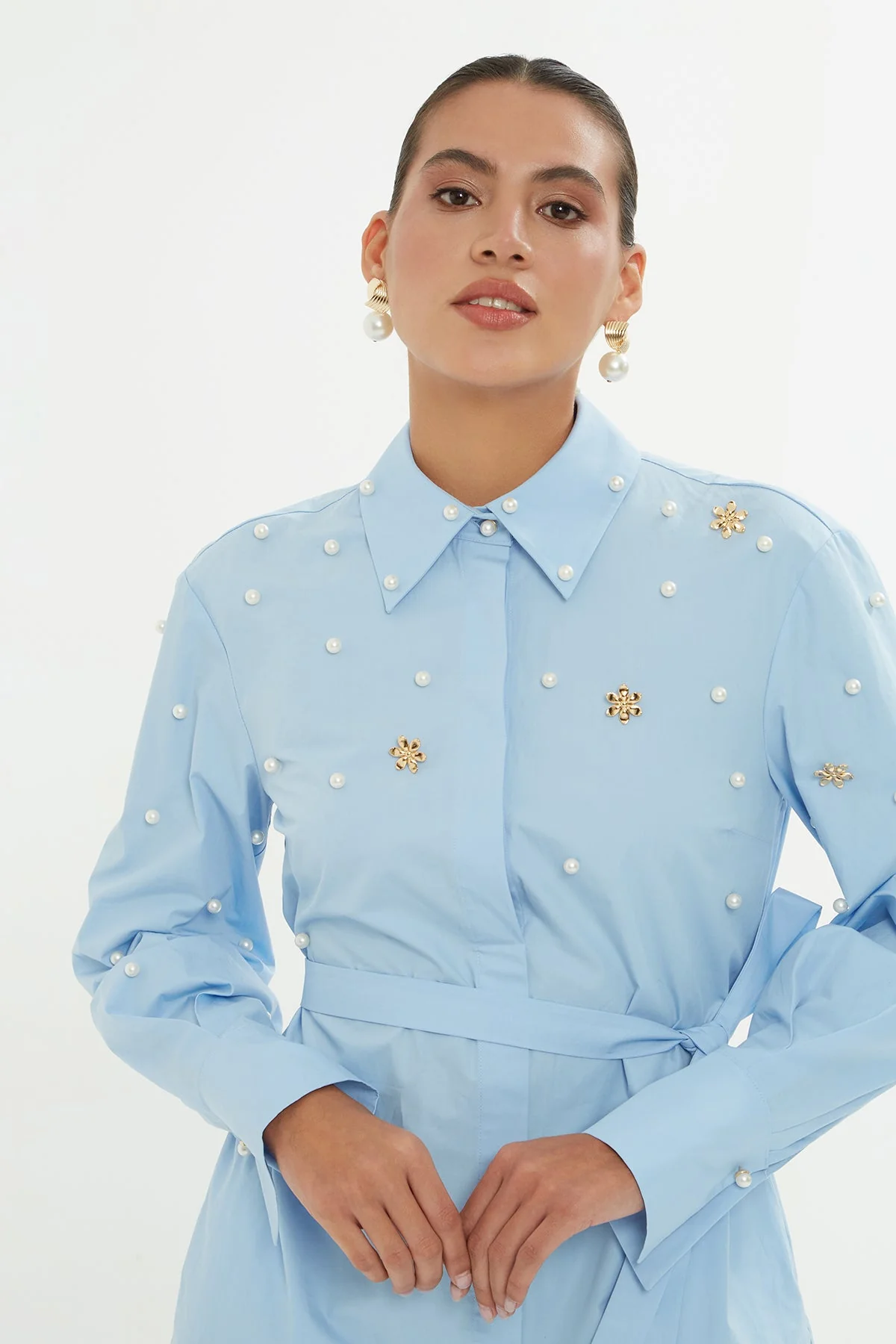 Blue Pleated-Hem Mini Dress - Image 2