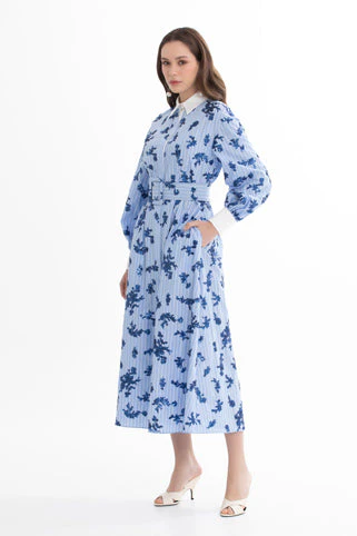 Blue Sequin Shirt Dress - Image 2