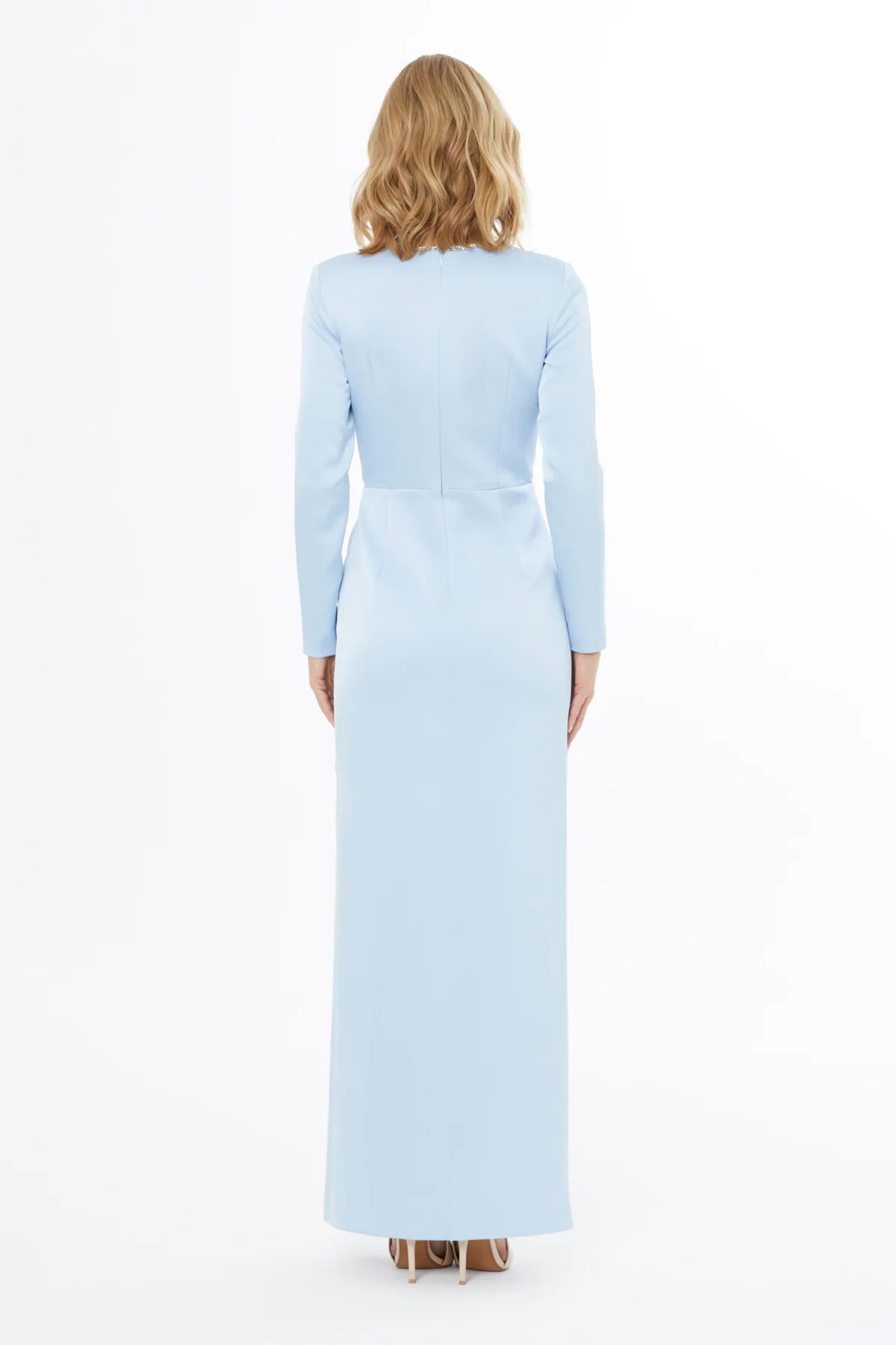 Blue Stone-Embellished Long Dress - Image 4