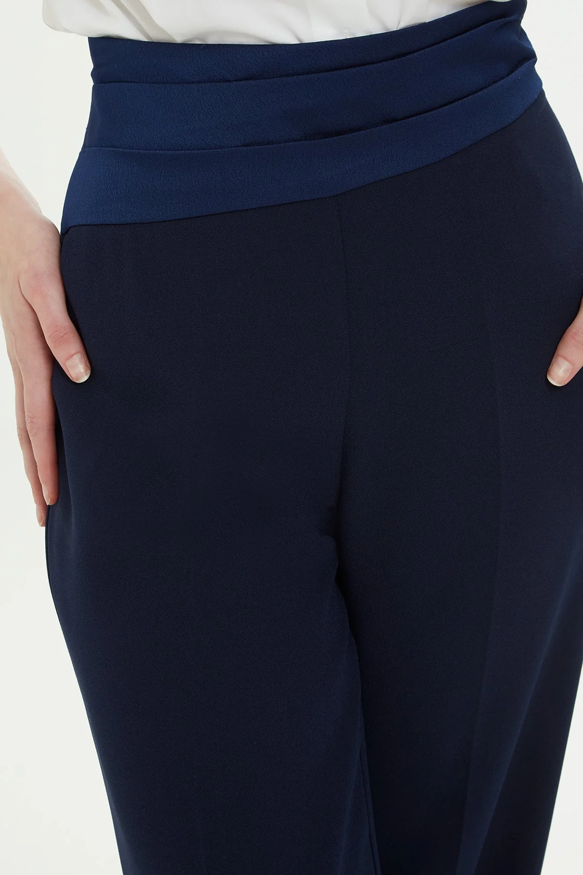 Blue Trousers with Folding Detail - Image 2