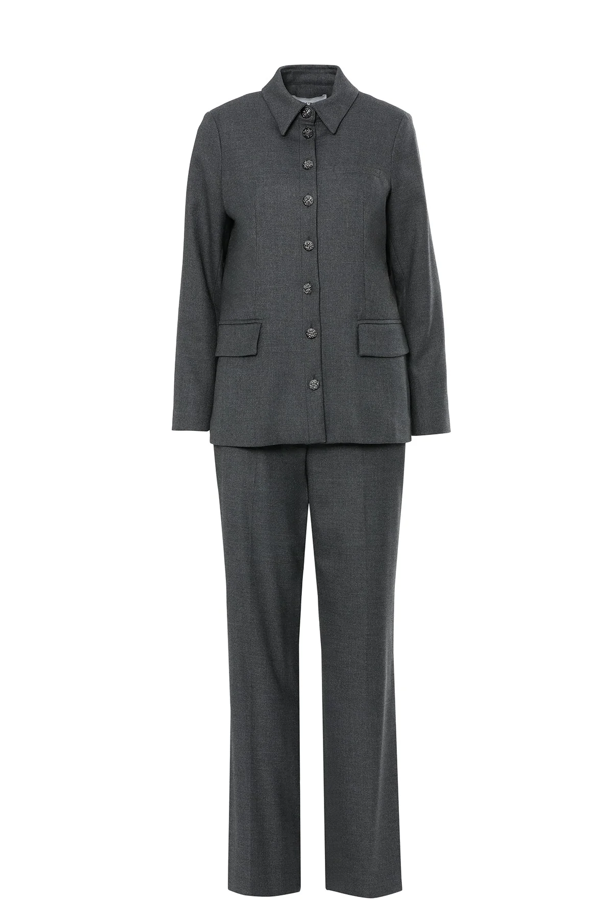 Grey Suit with Straight-Leg Trousers