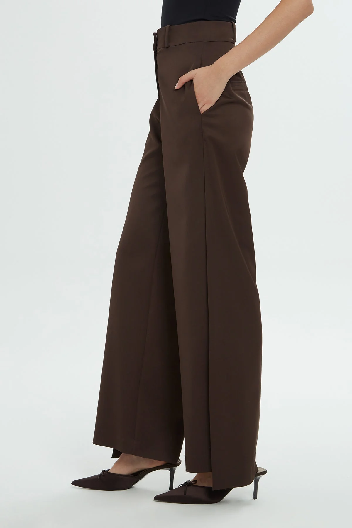 Brown Asymmetrical Tailored Pants - Image 4