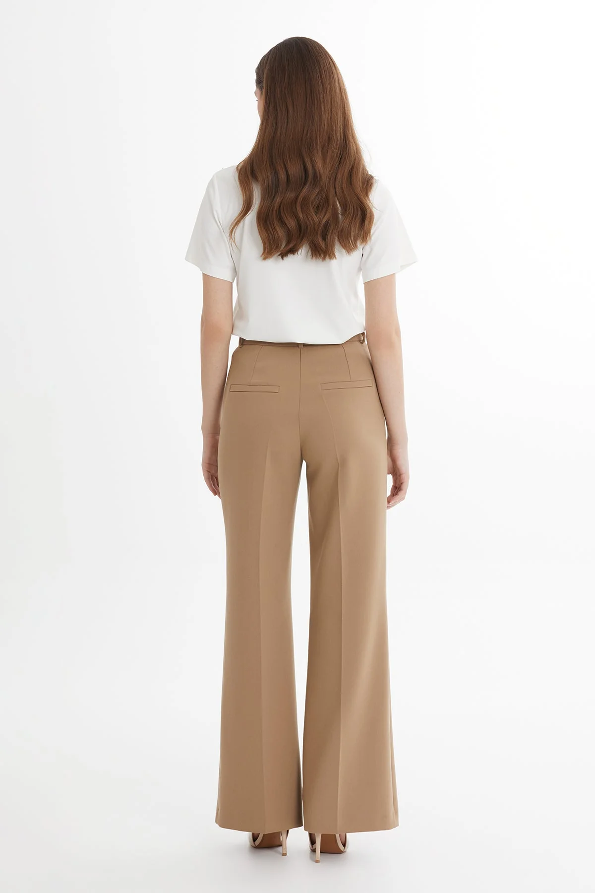 Brown Button Detail Straight-Leg Trousers - Image 4