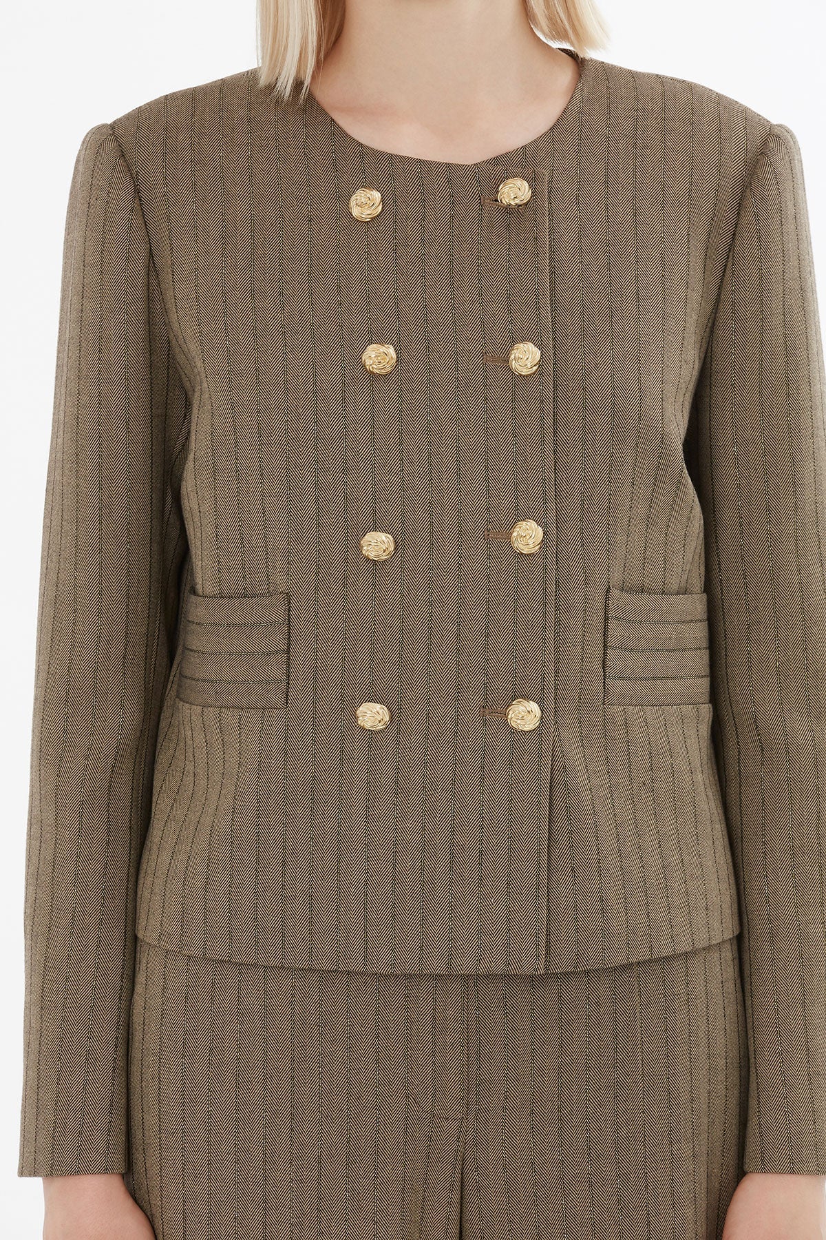 Brown Mono-Closure Jacket Suit - Image 2