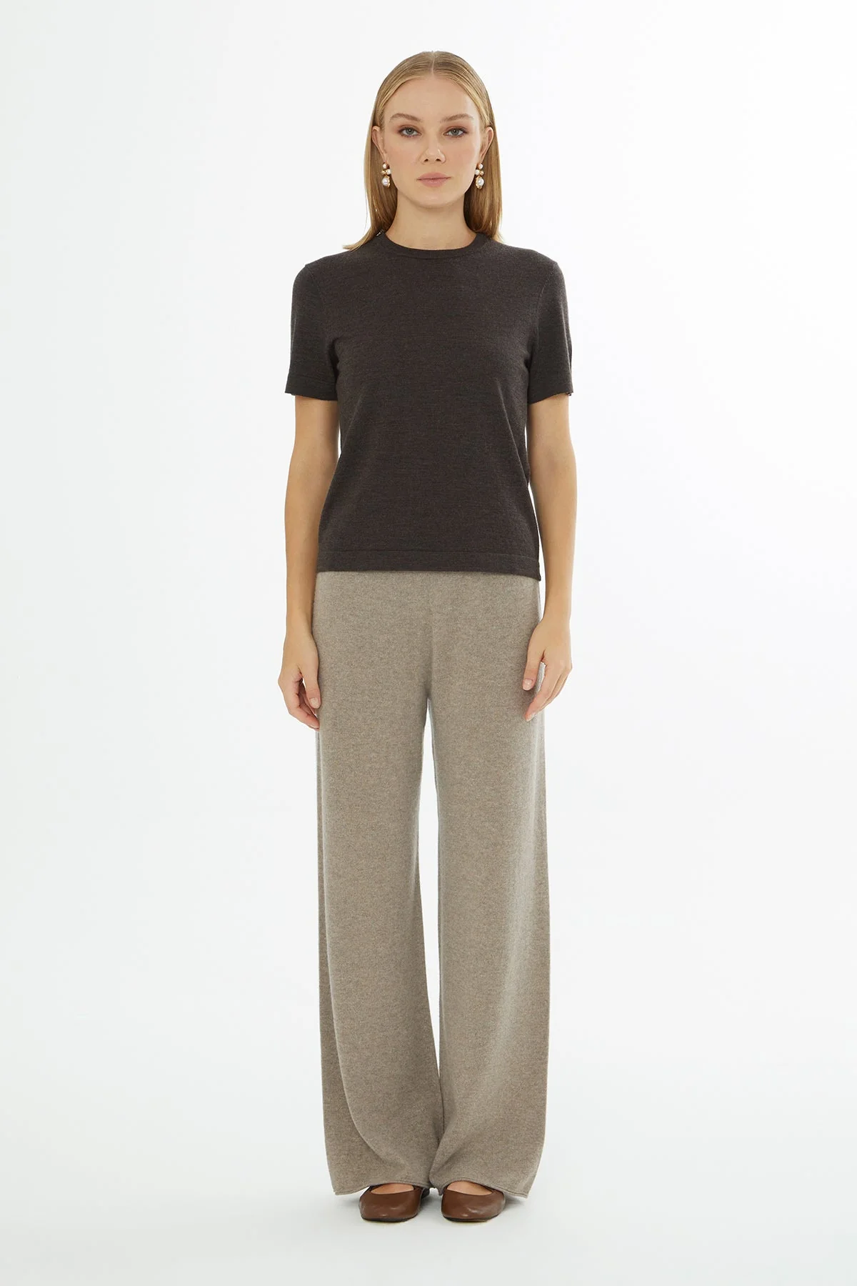 Brown Round-Neck Blouse