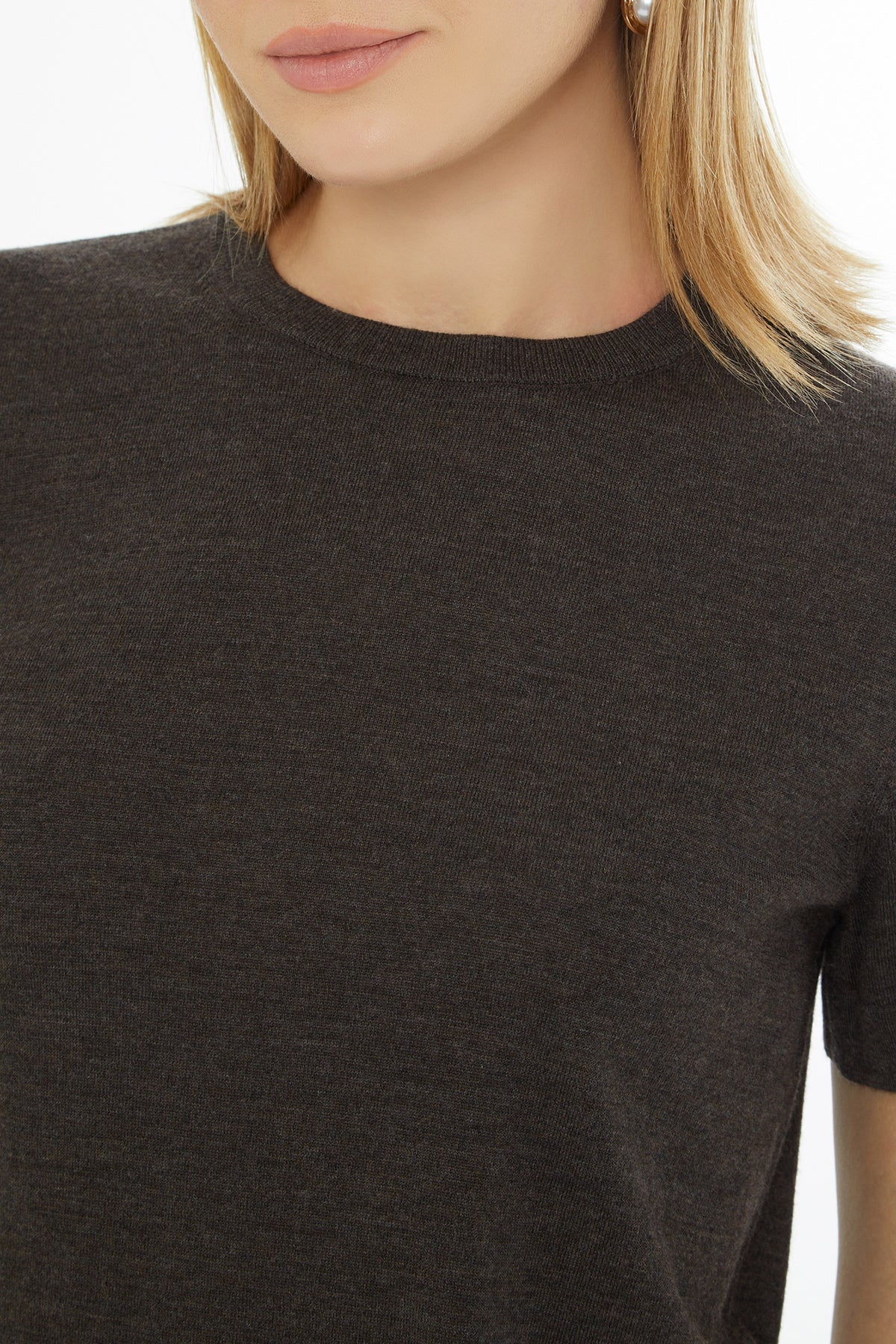 Brown Round-Neck Blouse - Image 2