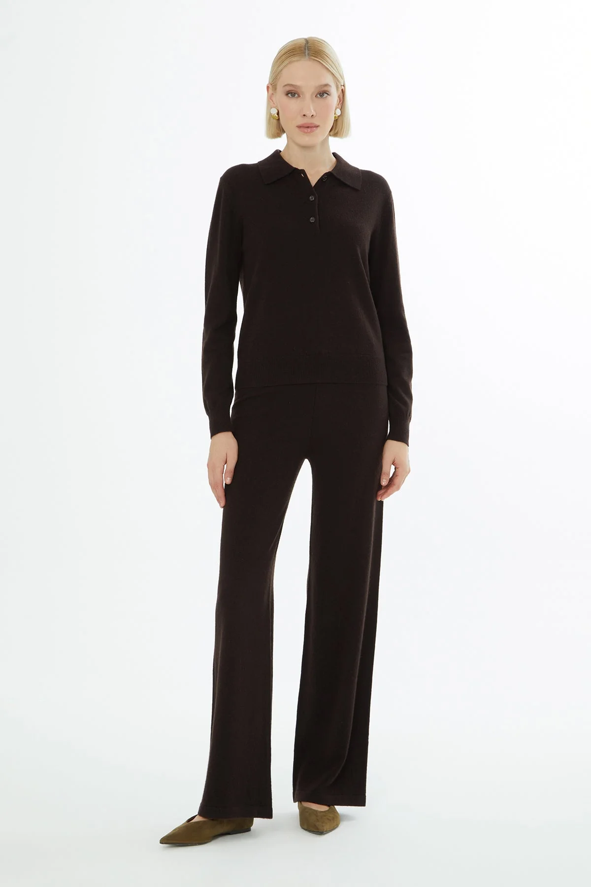Brown Shirt-Collar Sweater