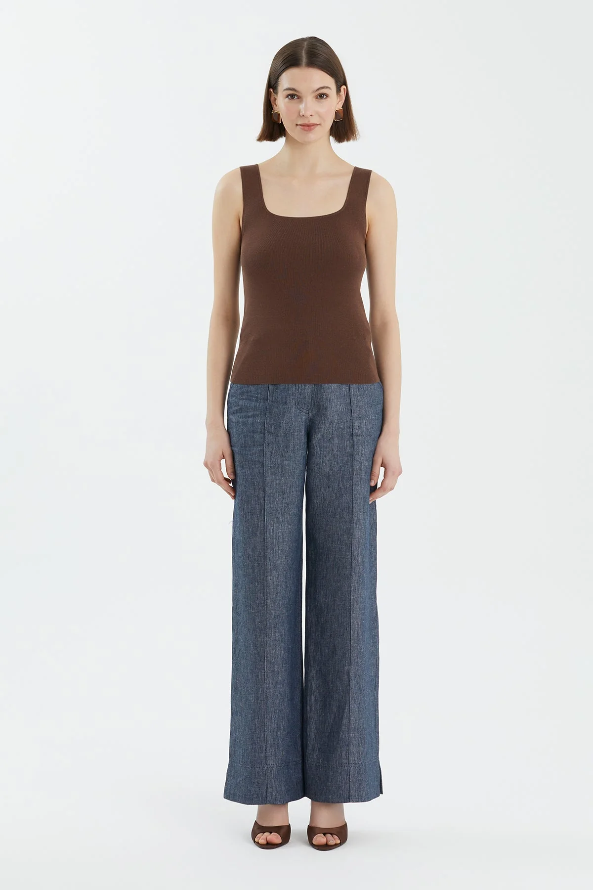 Brown Silk Blend Strap Knit