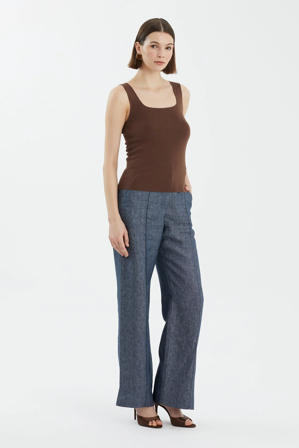 Brown Silk Blend Strap Knit - Image 3