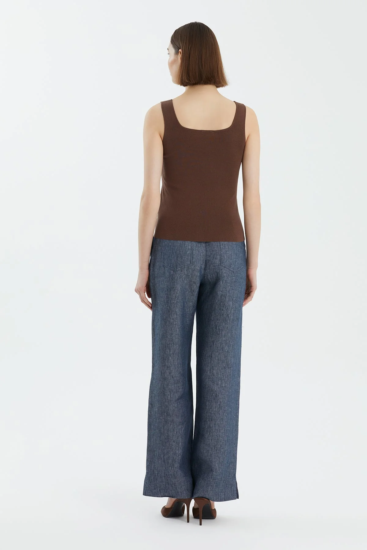 Brown Silk Blend Strap Knit - Image 4