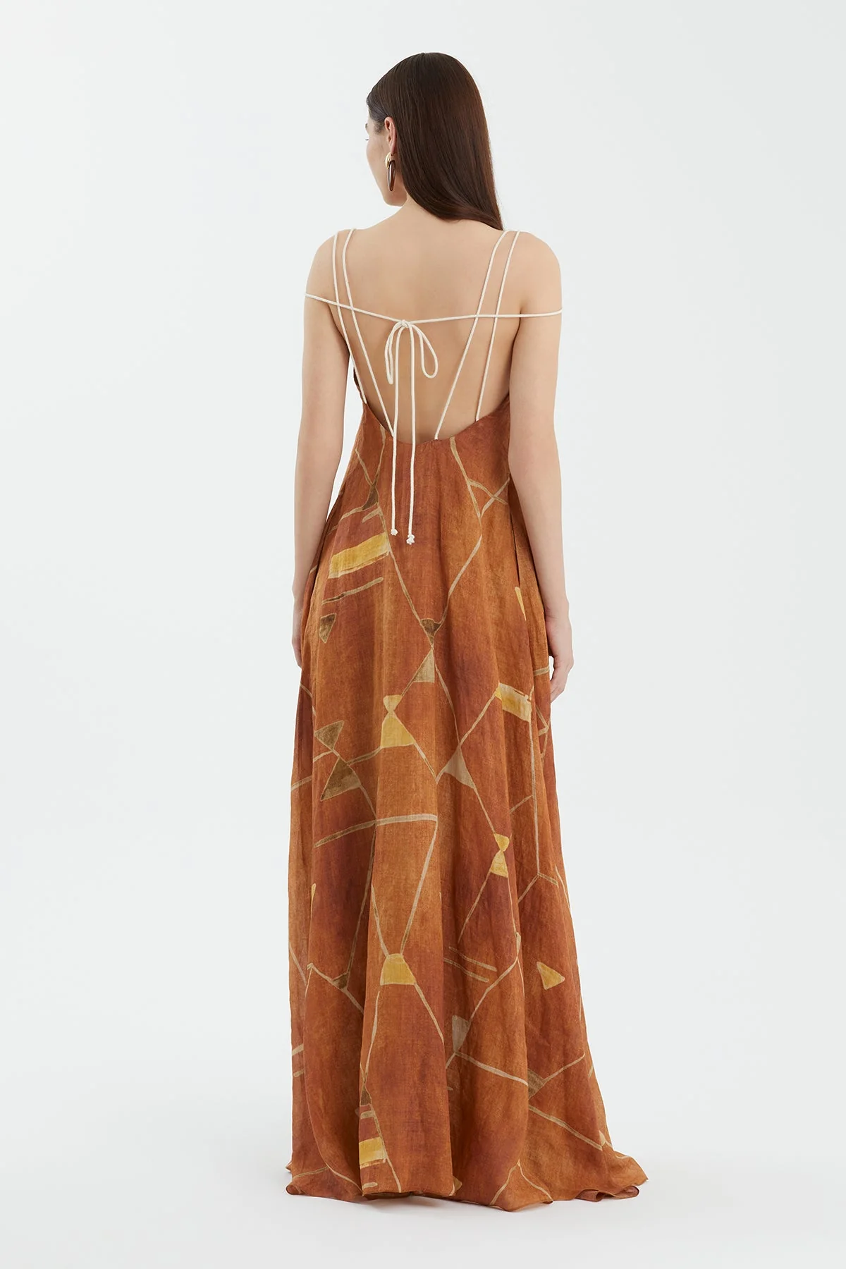 Brown Strappy Printed Relaxed Dress - Image 4