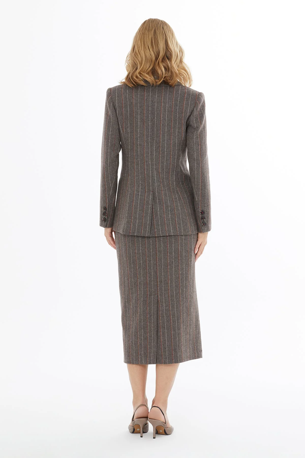 Brown Striped Button-Down Jacket - Image 4
