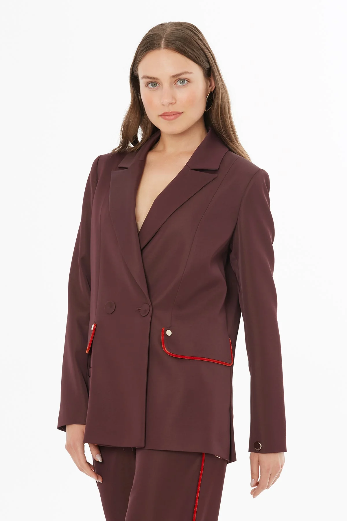 Burgundy Double-Breasted Jacket - Image 2