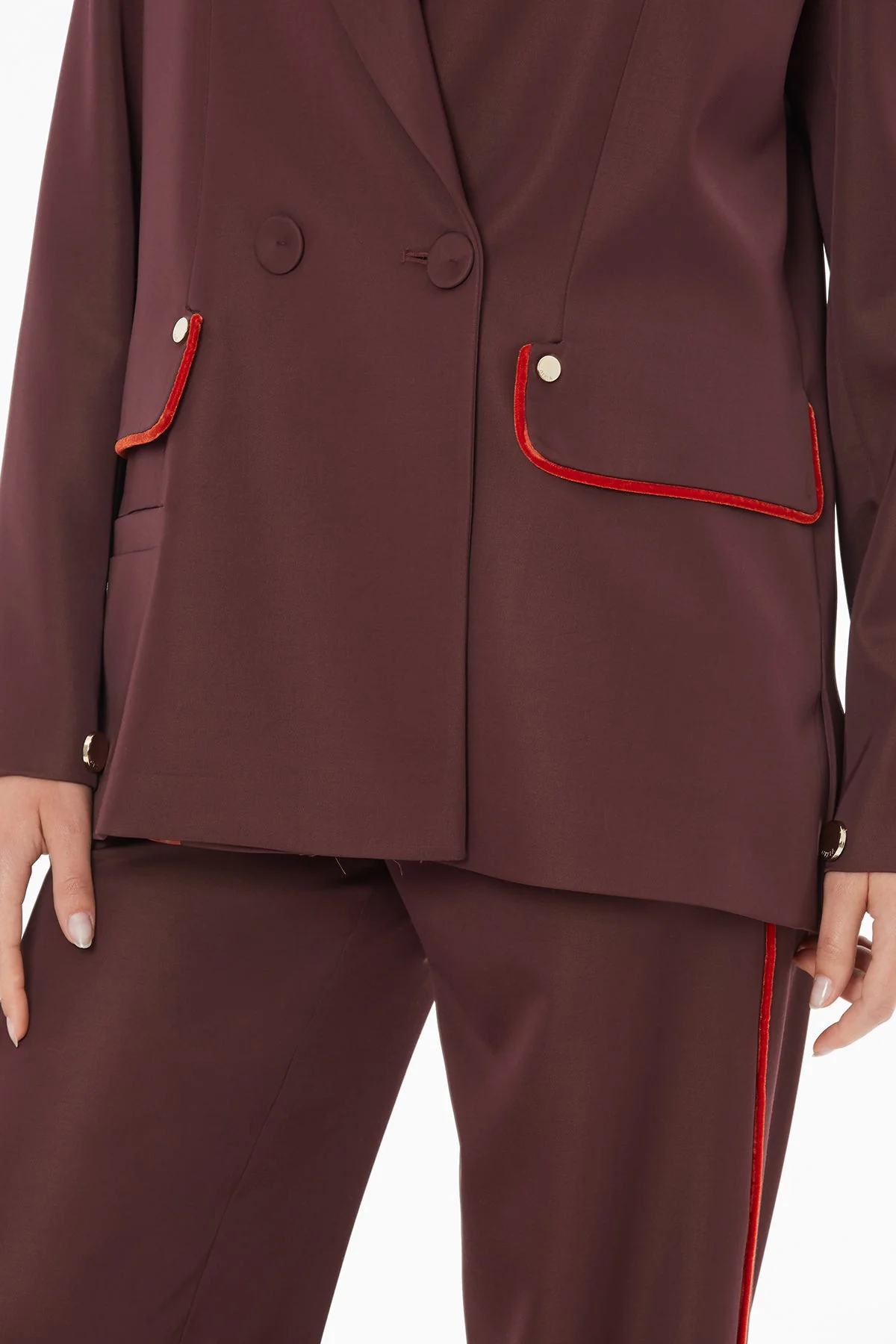Burgundy Double-Breasted Jacket - Image 3