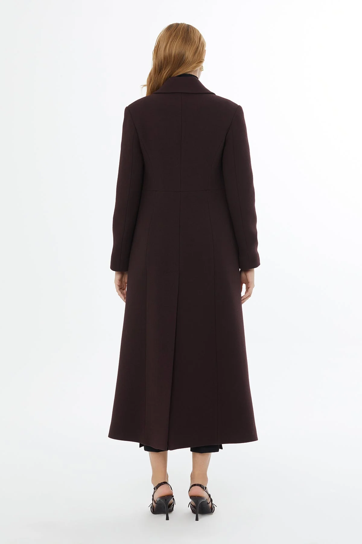 Burgundy Long Back-Slit Coat - Image 4