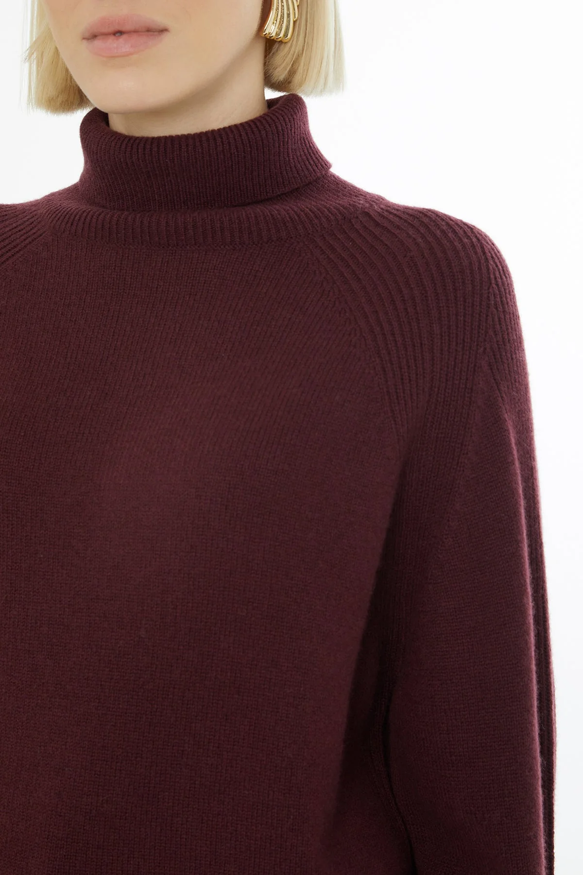 Burgundy Long-Sleeve Turtleneck Sweater - Image 2