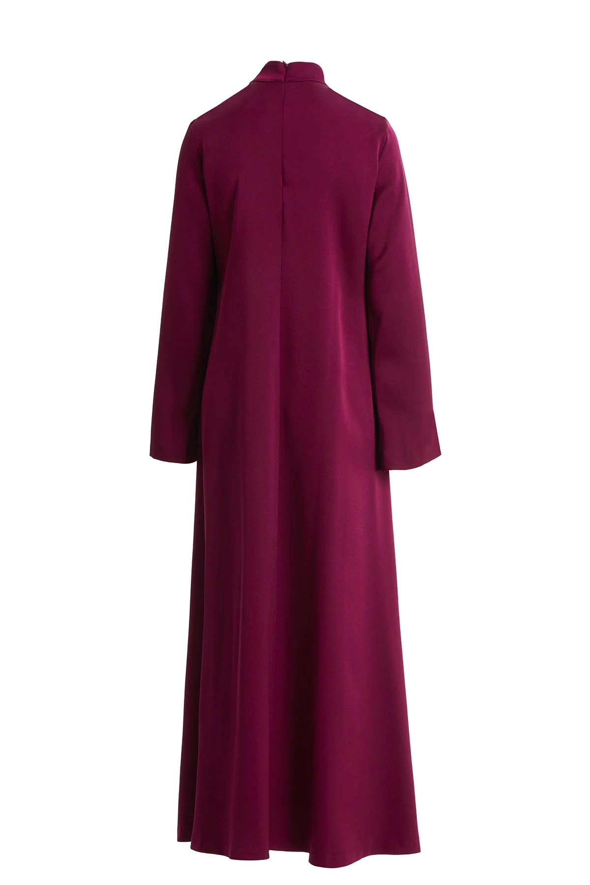 Burgundy Long-Sleeved Zippered Dress - Image 3