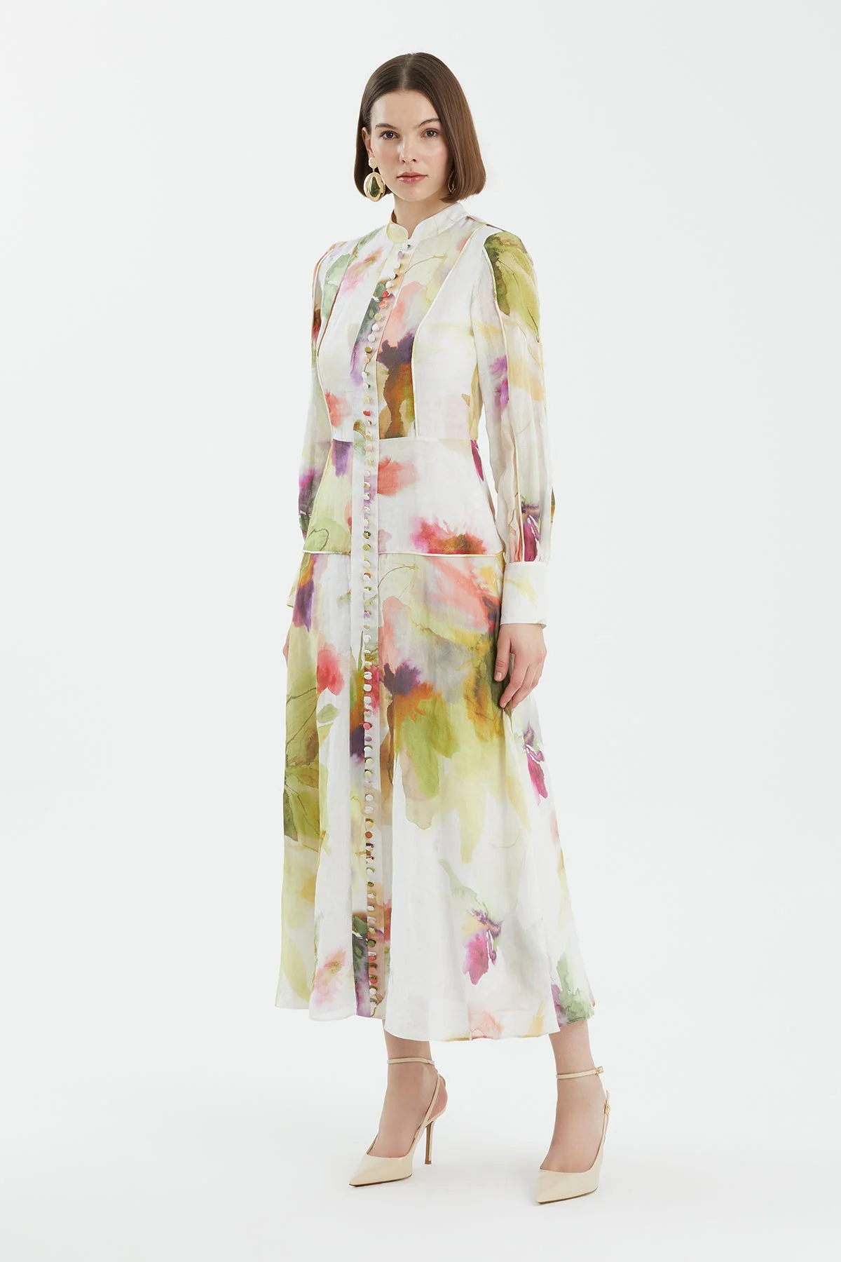 Button Detail Panel Dress - Image 2