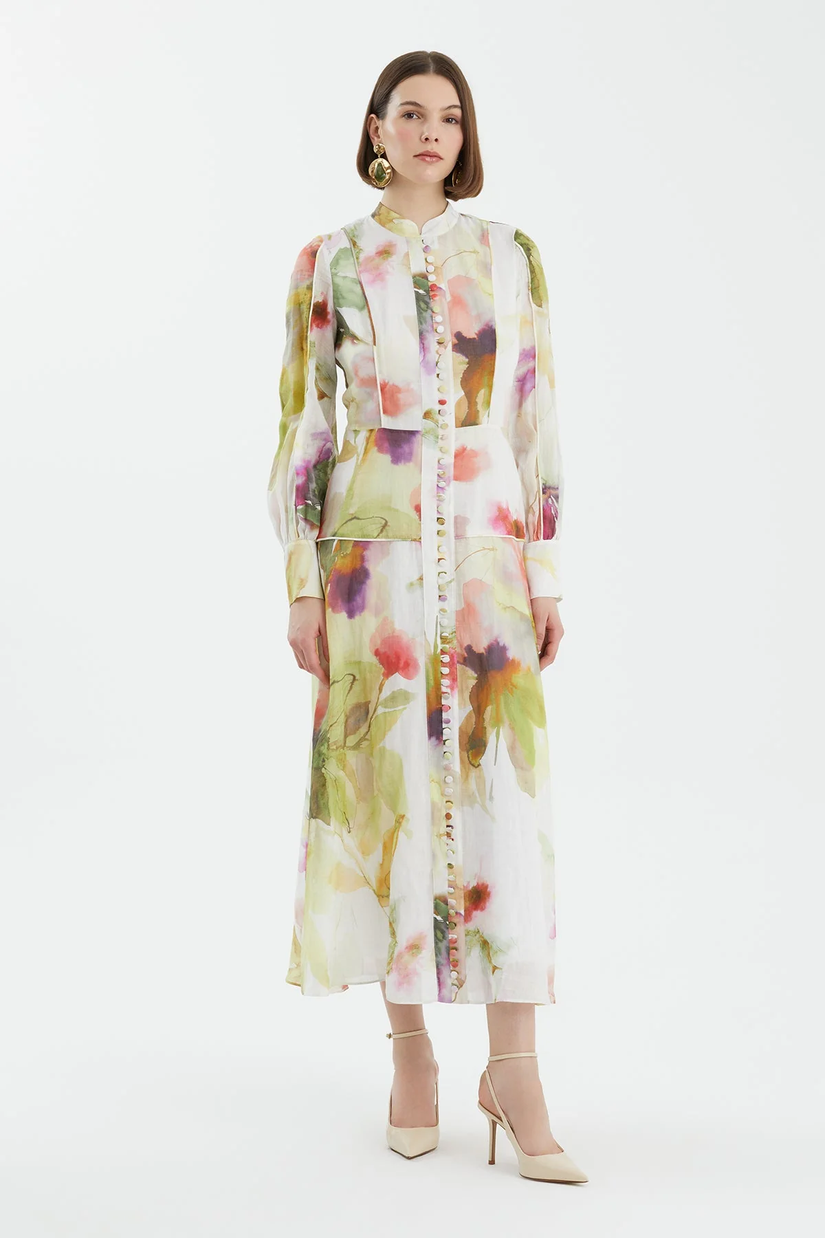 Button Detail Panel Dress - Image 3