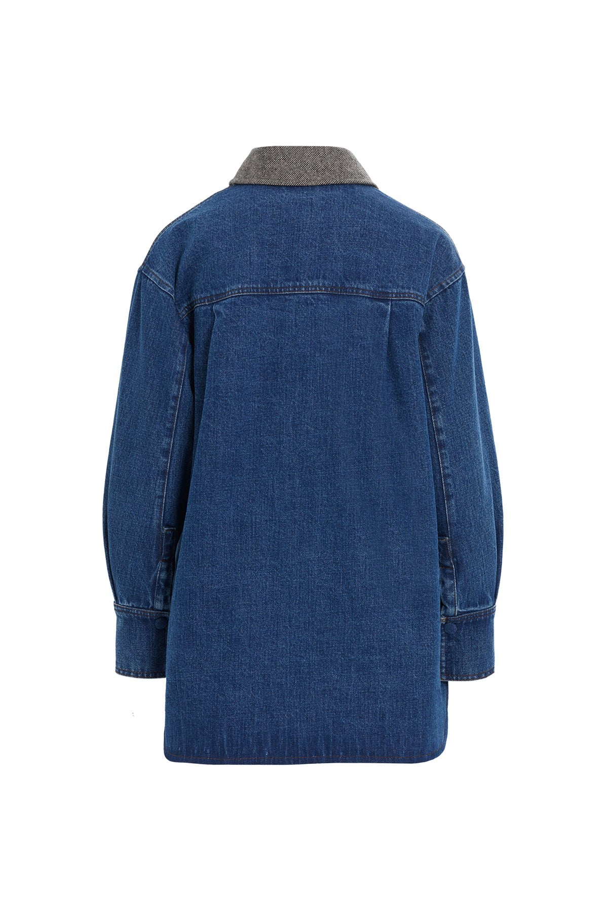 Contrast-Collar Denim Shirt - Image 8