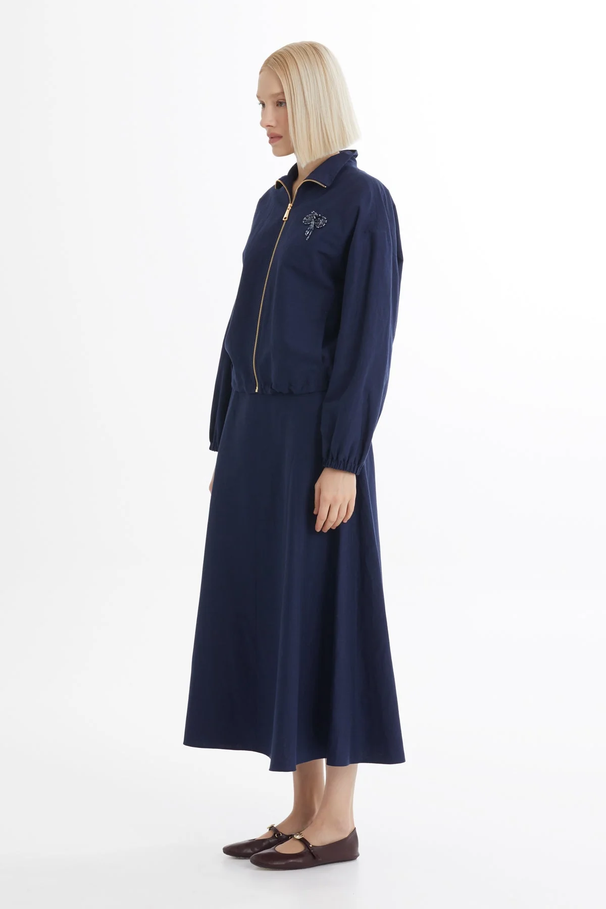 Dark Navy Jacket and Flounce Skirt Set - Image 4