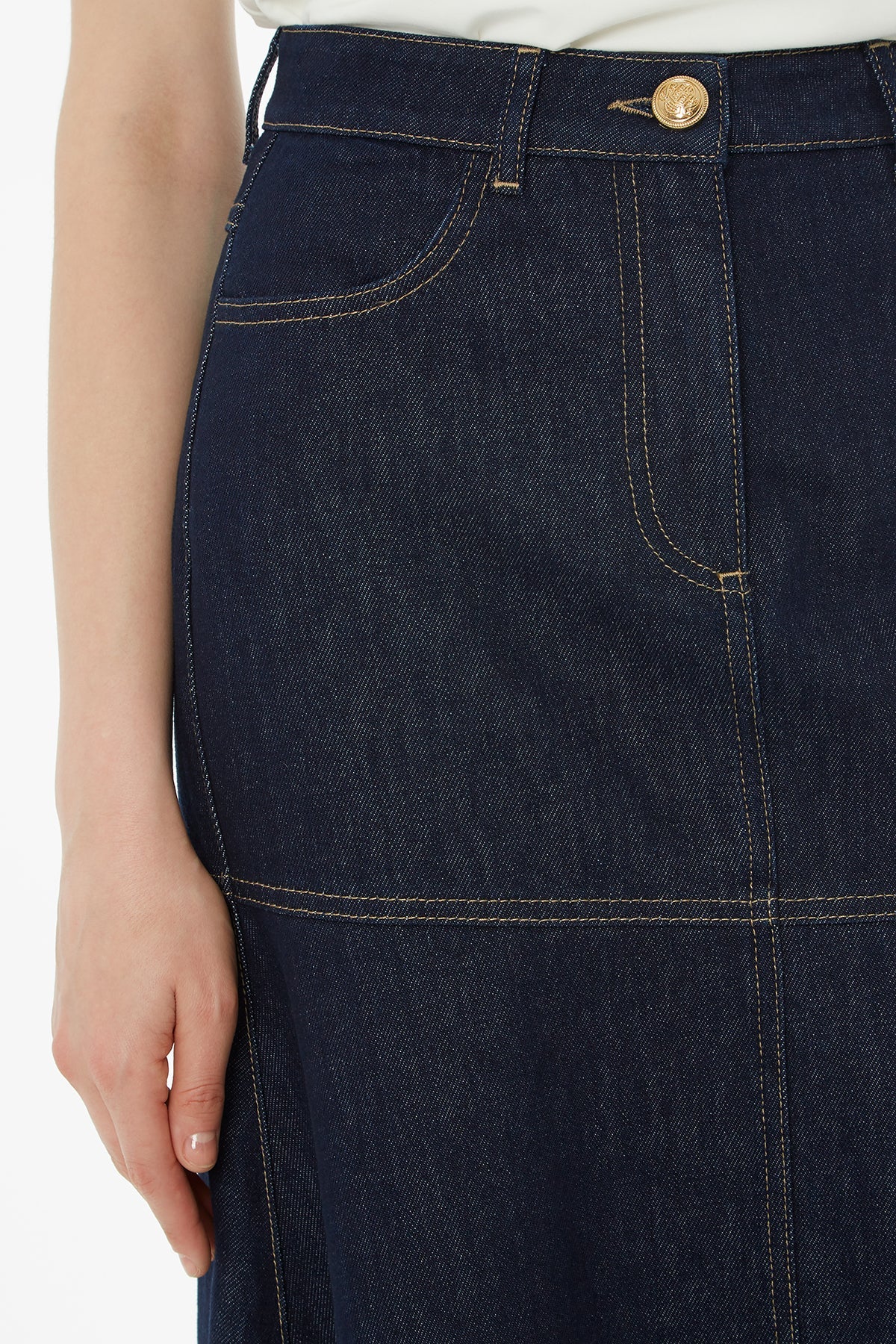 Denim Ruffled Maxi Skirt - Image 3